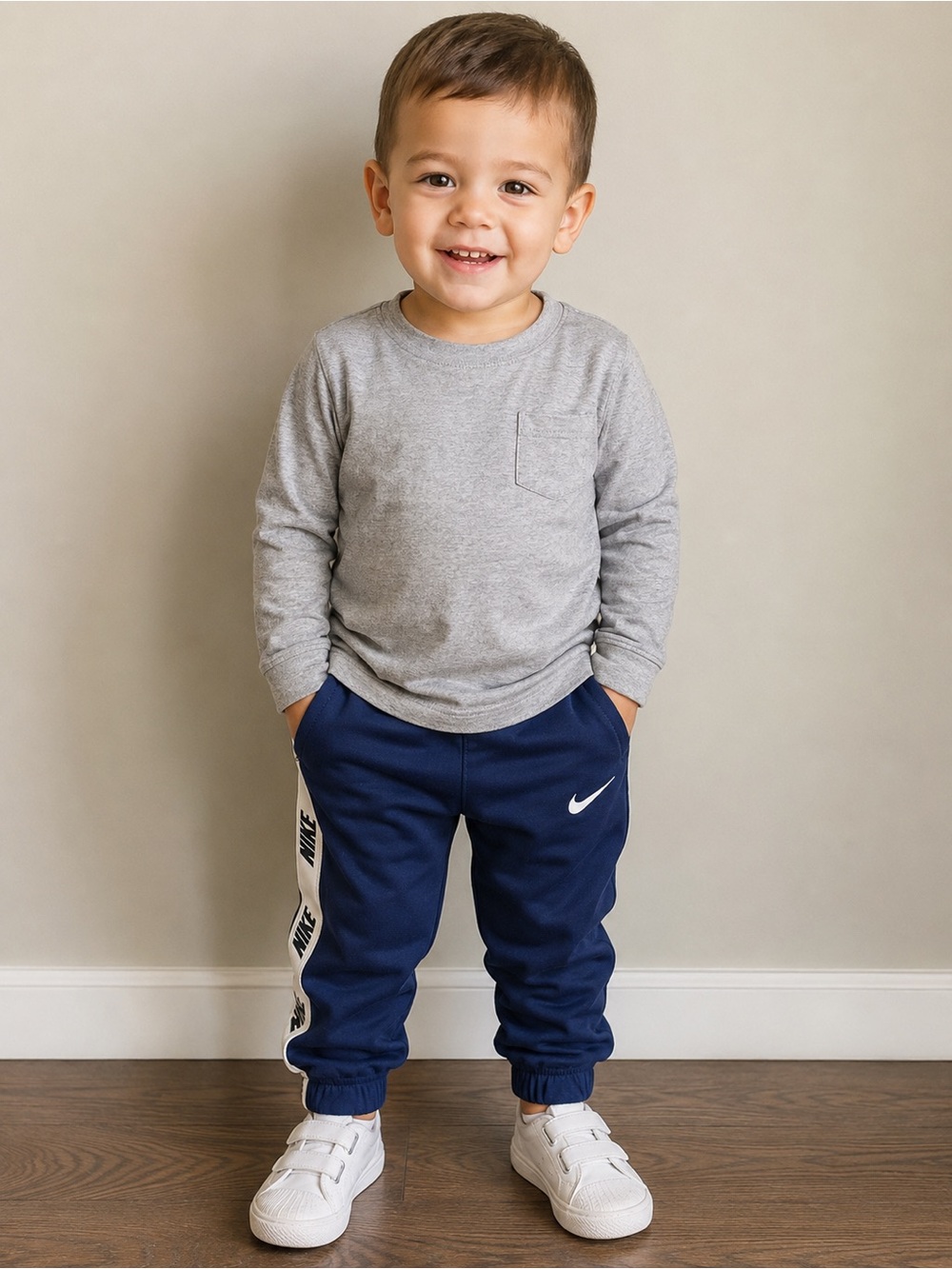 Nike Therma-FIT Toddler Jogger Pants 2T Navy Logo Tape Athletic Sweatpants